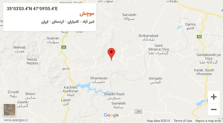روستای موچش بر روی نقشه