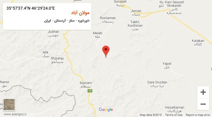 روستای مولان آباد بر روی نقشه