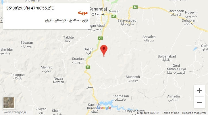 روستای موینه بر روی نقشه