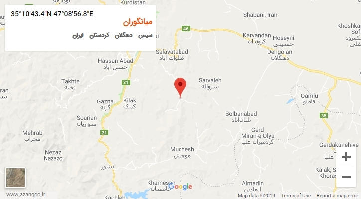 روستای میانگوران بر روی نقشه