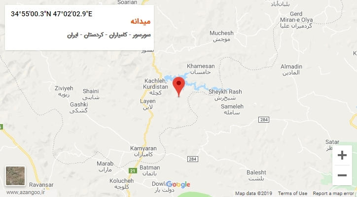 روستای میدانه بر روی نقشه