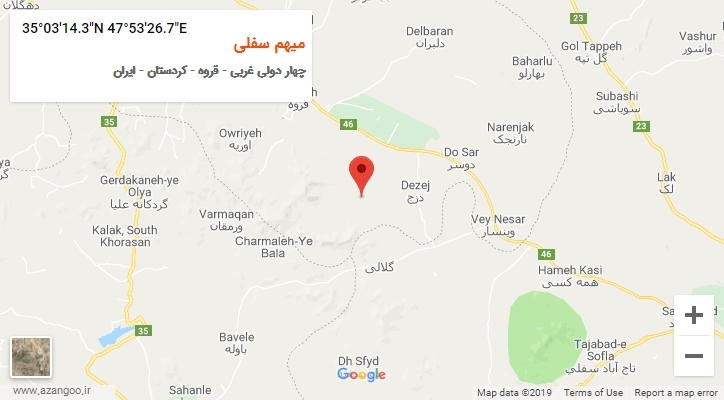 روستای میهم سفلی بر روی نقشه