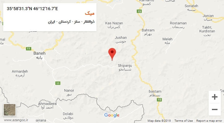 روستای میک بر روی نقشه