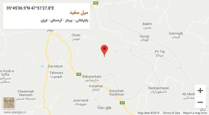روستای میل سفید بر روی نقشه