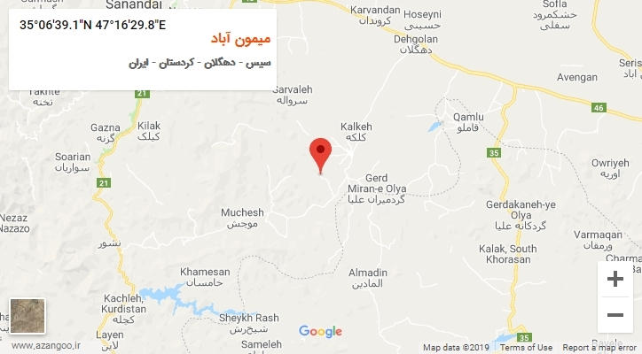 روستای میمون آباد بر روی نقشه