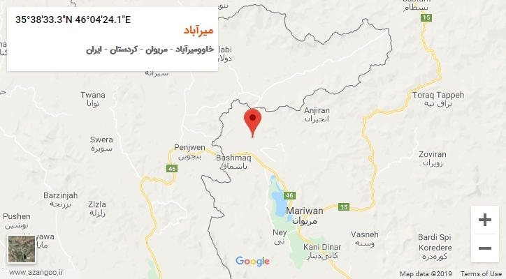 روستای میرآباد بر روی نقشه