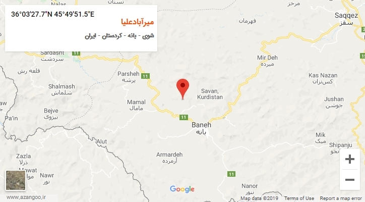 روستای میرآبادعلیا بر روی نقشه