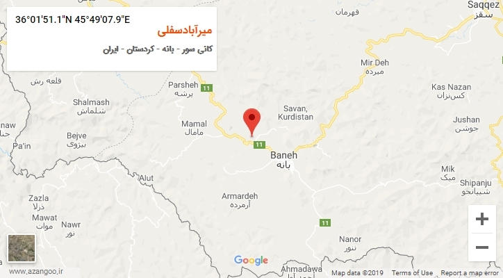 روستای میرآبادسفلی بر روی نقشه