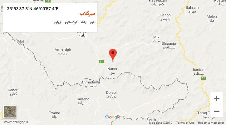 روستای میرگلاب بر روی نقشه