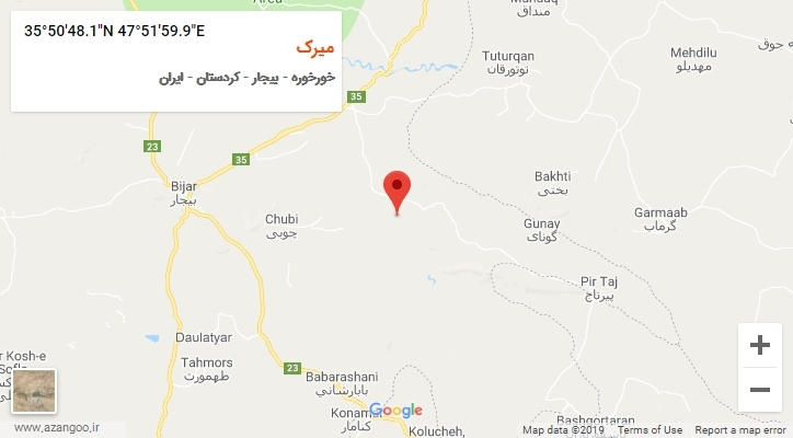 روستای میرک بر روی نقشه