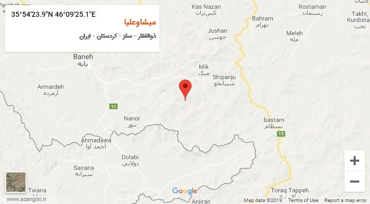 روستای میشاوعلیا بر روی نقشه