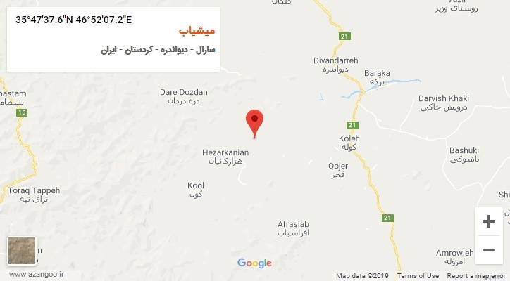 روستای میشیاب بر روی نقشه
