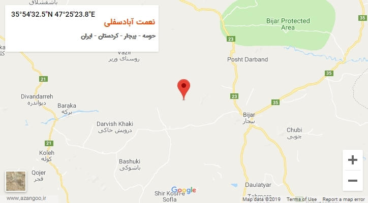 روستای نعمت آبادسفلی بر روی نقشه
