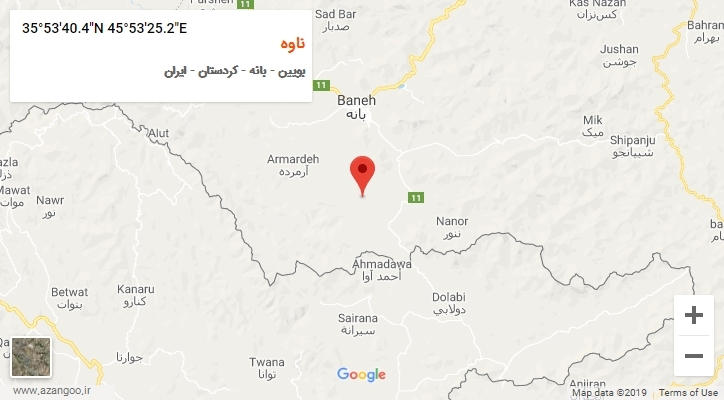 روستای ناوه بر روی نقشه