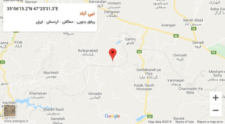 روستای نبی آباد بر روی نقشه