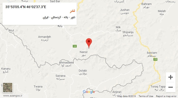 روستای ندر بر روی نقشه