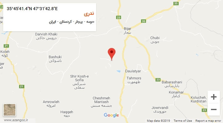 روستای ندری بر روی نقشه