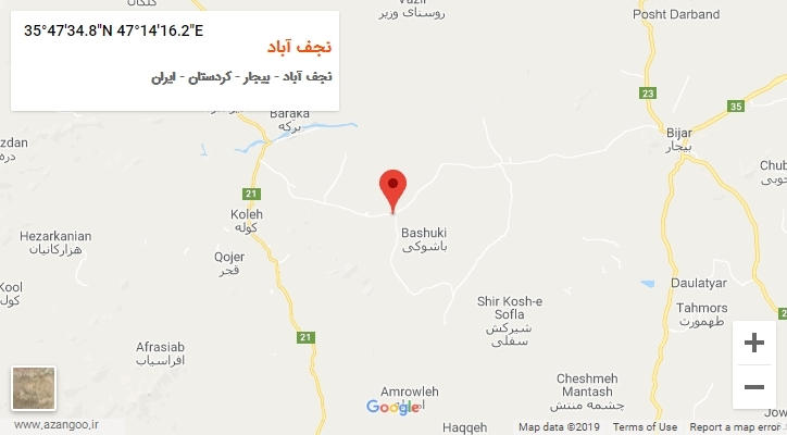 روستای نجف آباد بر روی نقشه