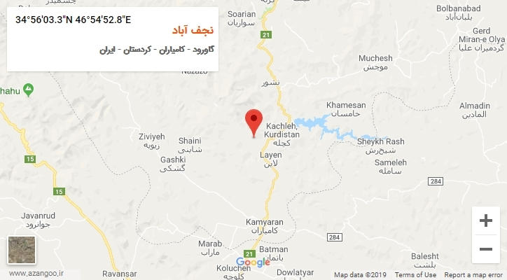 روستای نجف آباد بر روی نقشه