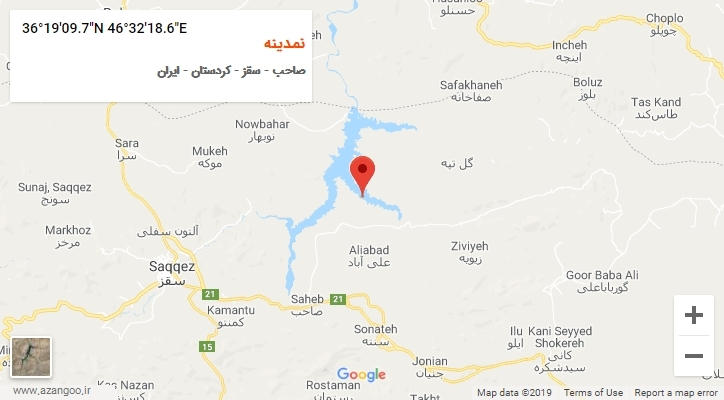 روستای نمدینه بر روی نقشه