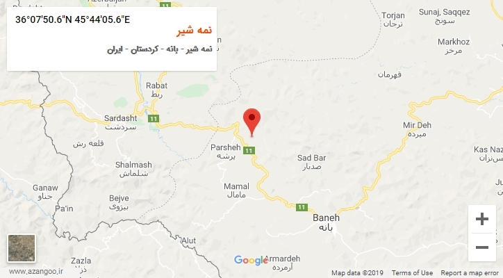 روستای نمه شیر بر روی نقشه