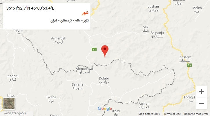 روستای ننور بر روی نقشه
