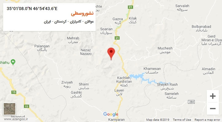 روستای نشوروسطی بر روی نقشه