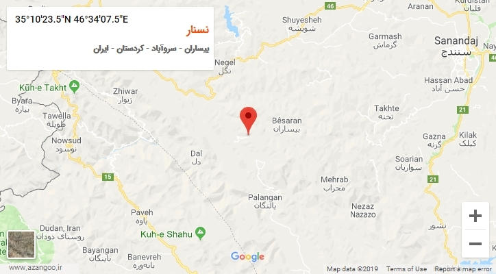 روستای نسنار بر روی نقشه