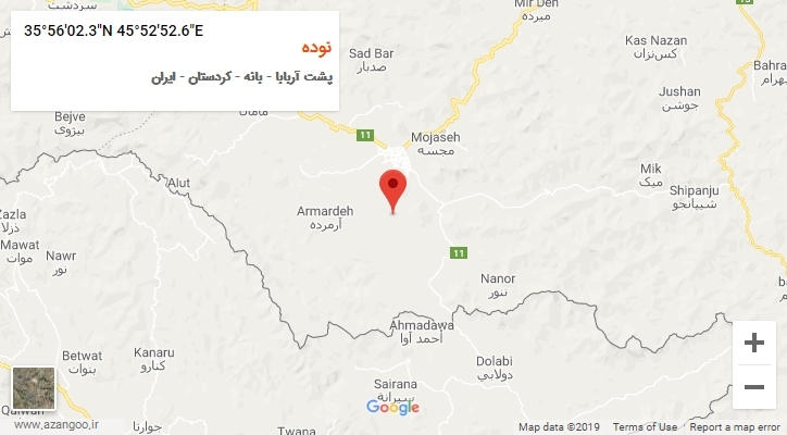 روستای نوده بر روی نقشه