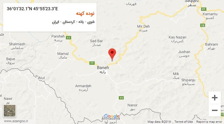 روستای نوده کهنه بر روی نقشه