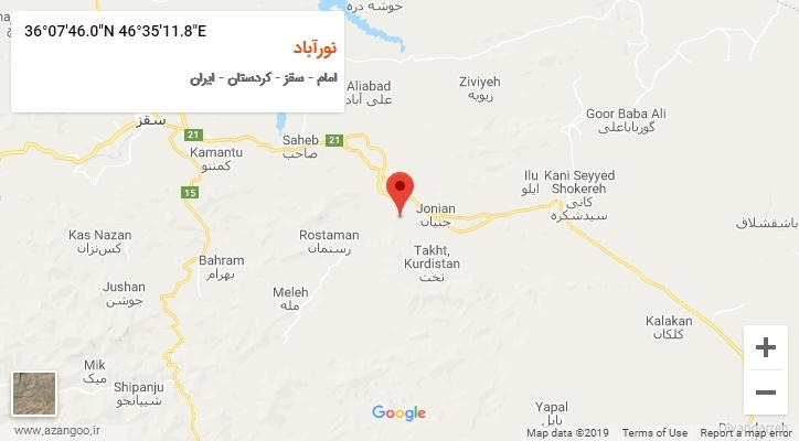 روستای نورآباد بر روی نقشه