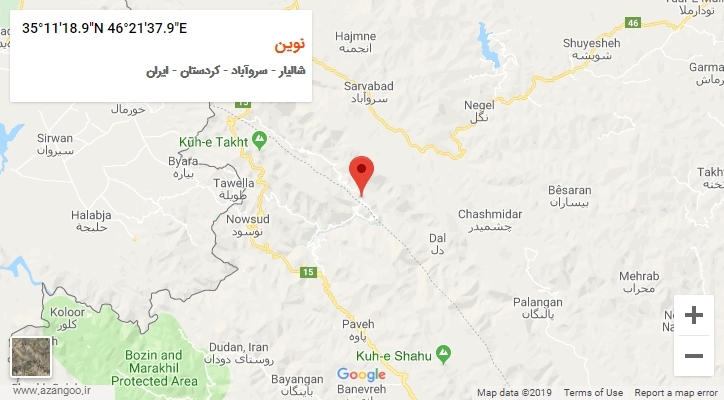 روستای نوین بر روی نقشه