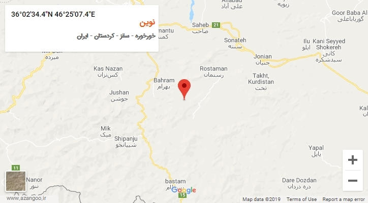 روستای نوین بر روی نقشه