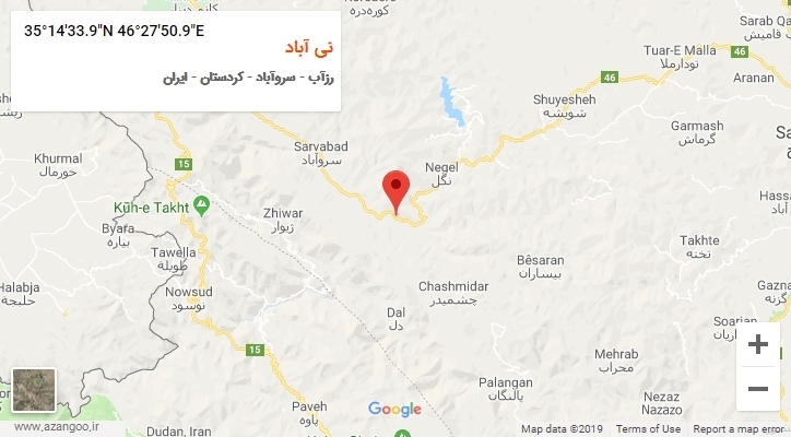 روستای نی آباد بر روی نقشه