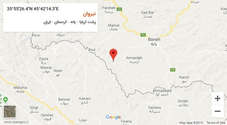 روستای نیروان بر روی نقشه