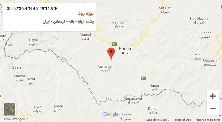 روستای نیزه رود بر روی نقشه