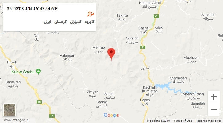 روستای نزاز بر روی نقشه