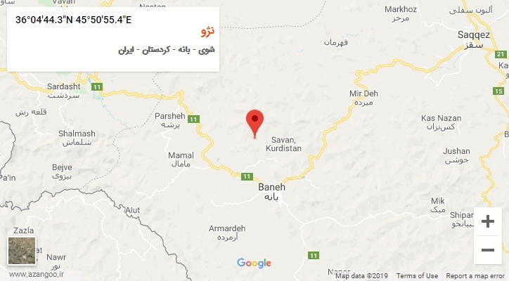 روستای نژو بر روی نقشه