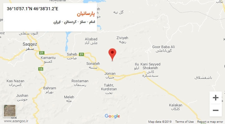 روستای پارسانیان بر روی نقشه