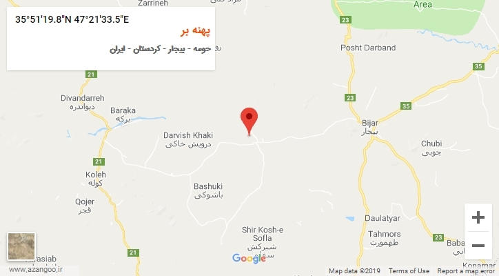 روستای پهنه بر بر روی نقشه