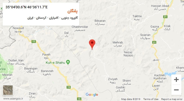 روستای پلنگان بر روی نقشه