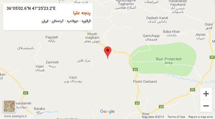 روستای پنجه علیا بر روی نقشه