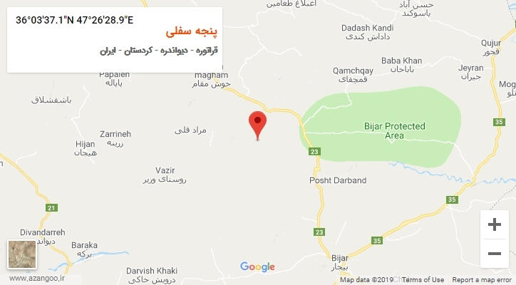 روستای پنجه سفلی بر روی نقشه