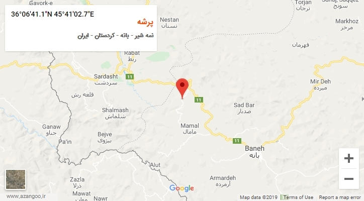 روستای پرشه بر روی نقشه