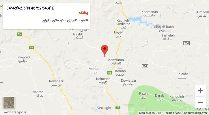 روستای پشته بر روی نقشه
