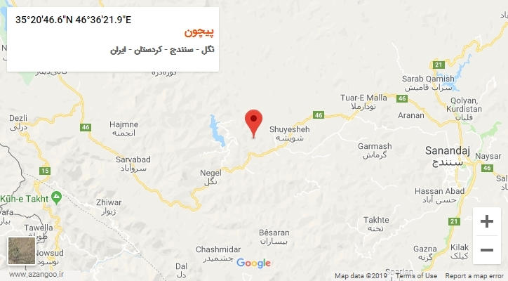 روستای پیچون بر روی نقشه