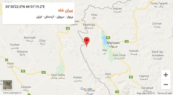 روستای پیران شاه بر روی نقشه
