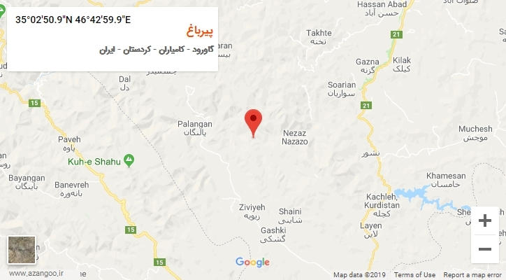 روستای پیرباغ بر روی نقشه