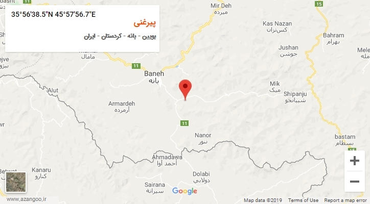 روستای پیرغنی بر روی نقشه