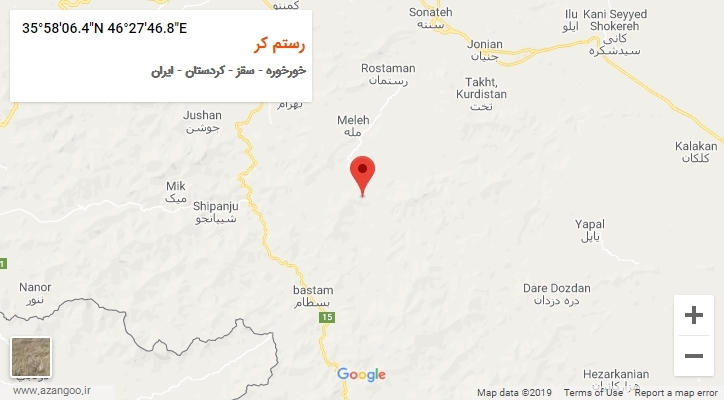 روستای رستم کر بر روی نقشه
